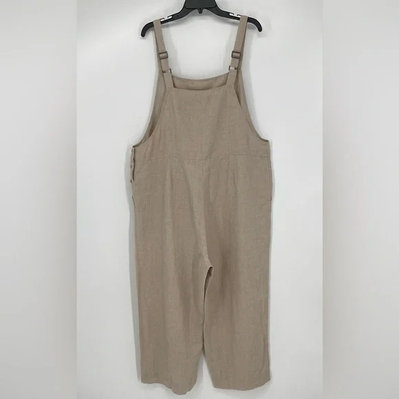 Eileen Fisher Cropped Organic Linen Overalls Size XL - Picture 5 of 9
